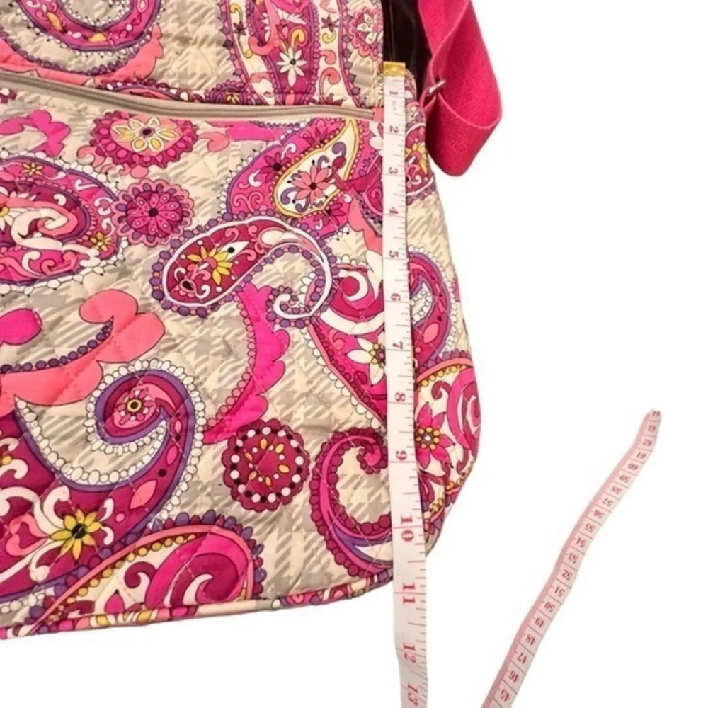 Vera Bradley Messenger Cross‎ Body Bag Pink Paisley Meets Plaid Retired Laptop